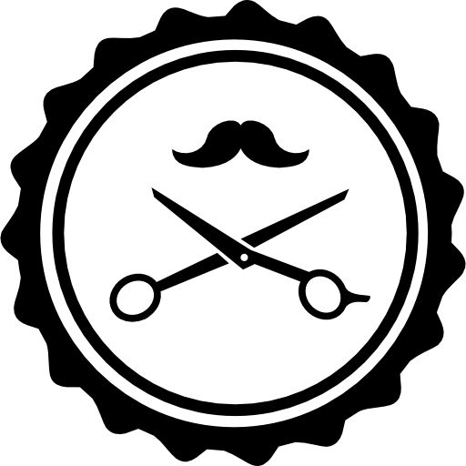 ハサミと口ひげが付いたヘアサロンのバッジ  icon