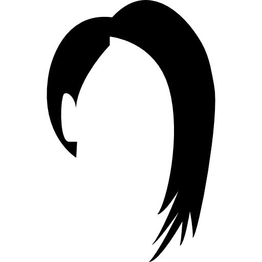 penteado com um lado curto e outro longo  Ícone