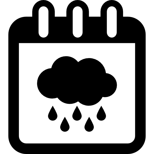 regenseizoen op het symbool van de kalenderpagina  icoon
