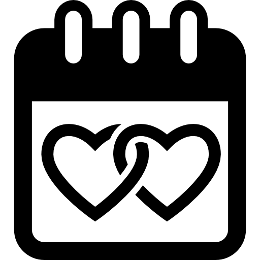 Valentines day on daily calendar  icon