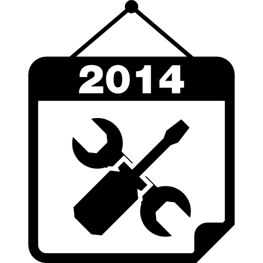 calendario mecánico 2014 colgando de un clavo  icono