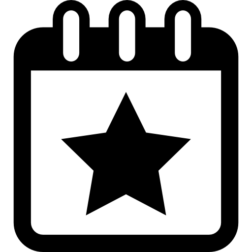 Star on daily calendar page  icon