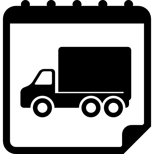 Moving truck on reminder calendar page  icon