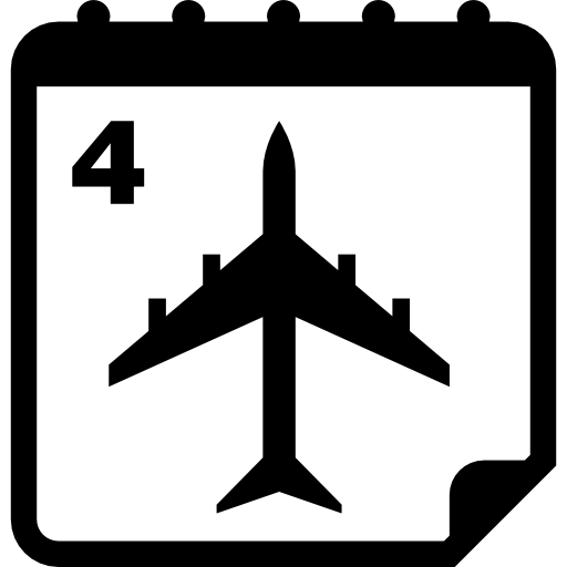 달력의 4 번 페이지에 비행기 여행 일  icon