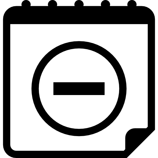 símbolo de la interfaz de calendario con el signo menos  icono