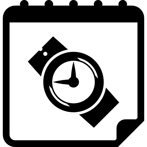 reloj de pulsera en la página del calendario  icono