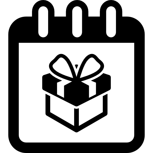 Подарочная коробка на день рождения на странице календаря напоминаний  иконка