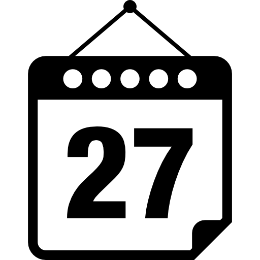 Calendar page of day 27 interface symbol  icon