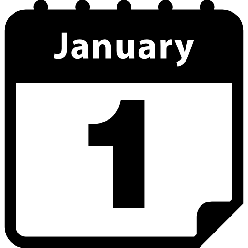 eerste jaarlijkse dag kalender pagina-interface symbool  icoon