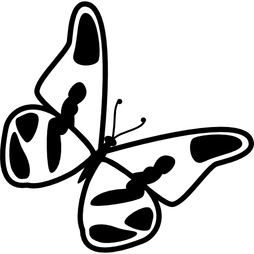 Бабочка с запятнанными крыльями повернута вправо, вид сверху  иконка