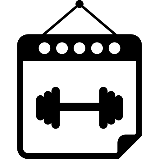 sportieve oefendag herinnering kalender pagina-interface symbool met een halter  icoon