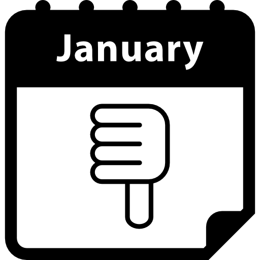 duim omlaag op de kalenderpagina van januari  icoon