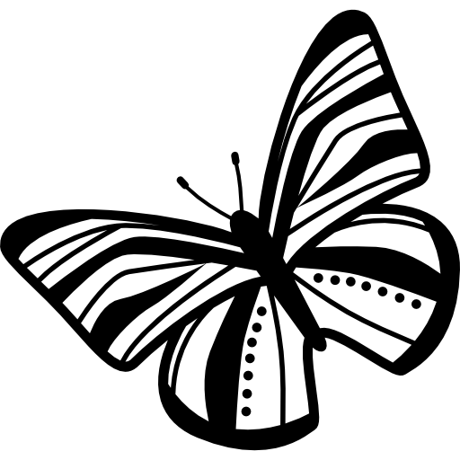 蝶の縞模様の羽の上面図を左に回転  icon