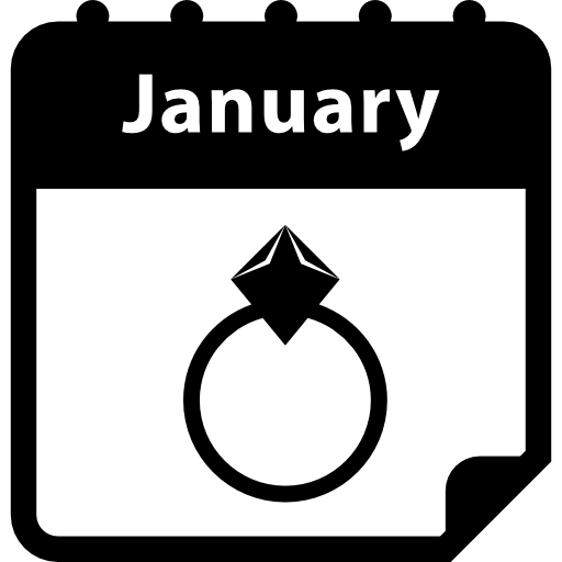 anillo de compromiso recordatorio día de enero en símbolo de interfaz de calendario  icono
