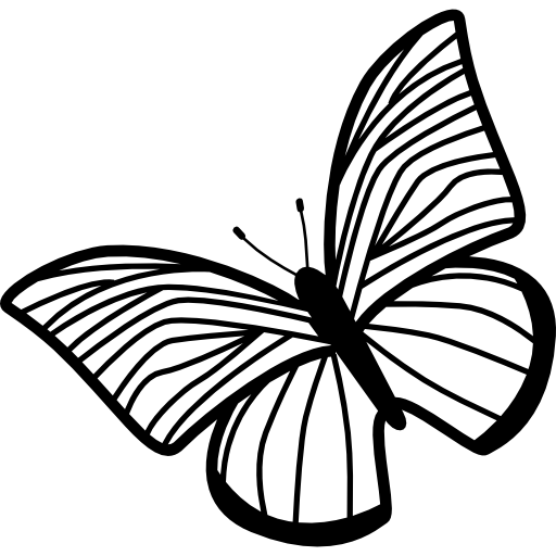 motyl o cienkich pasiastych skrzydłach obrócony w lewo  ikona