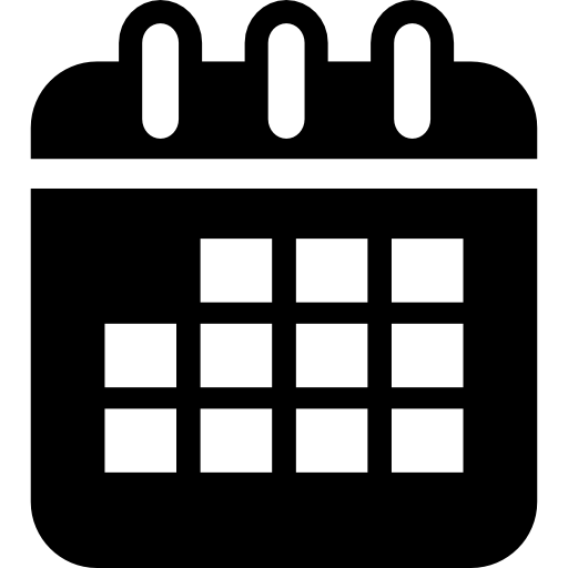symbole d'interface de calendrier avec des carrés de forme rectangulaire arrondie avec ressort sur la bordure supérieure  Icône