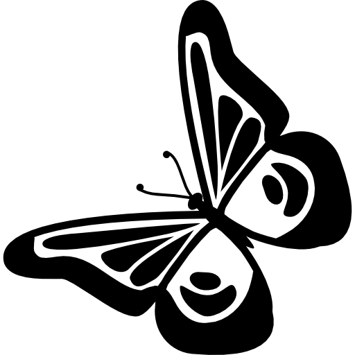 vista superior del diseño de mariposa girada hacia la izquierda  icono