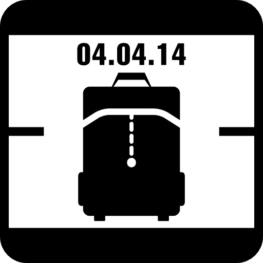2014 年 4 月 4 日のカレンダー ページ、トラベル バッグ リマインダー シンボル付き  icon