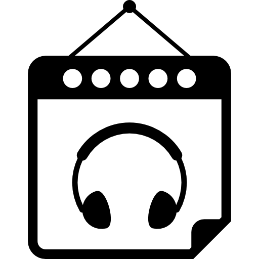 Headphone on hanging calendar page  icon