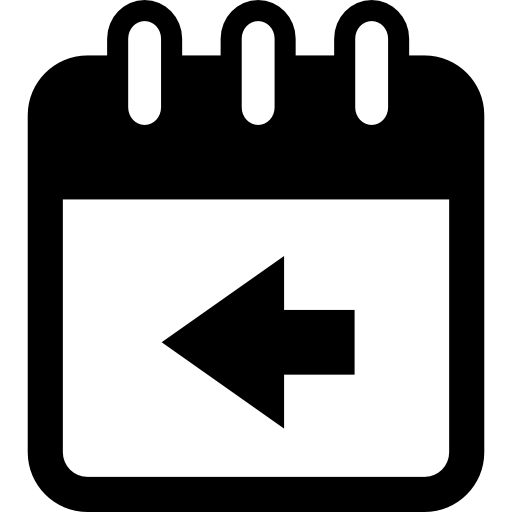 símbolo de la interfaz de calendario con flecha izquierda para ver los días anteriores  icono