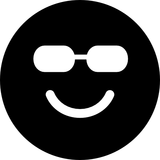 Happy smiling emoticon square face with sunglasses  icon