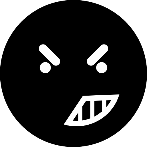 Anger on emoticon face of rounded square outline  icon