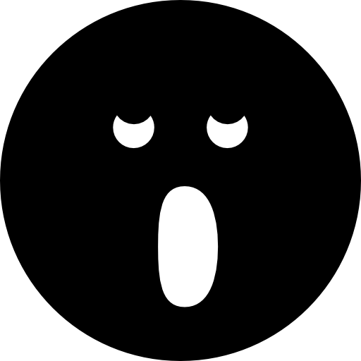 ziewająca twarz emotikonu w zaokrąglonym kwadracie z otwartymi owalnymi ustami i zamkniętymi małymi oczami  ikona