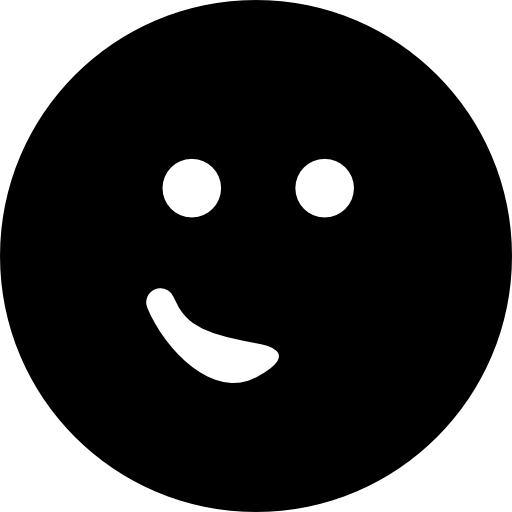 Emoticon face with the mouth at one side like a small smile in a rounded square  icon