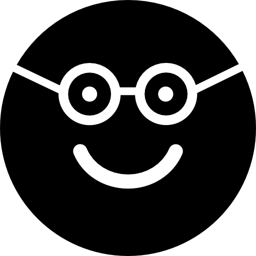 faccia sorridente felice del nerd in faccia quadrata arrotondata  icona