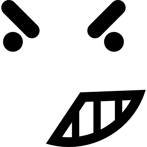 丸い正方形の輪郭の絵文字の顔に怒り  icon