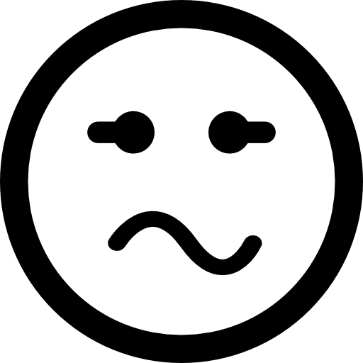 kwadratowa twarz emotikon z zakrzywionym wyrazem ust  ikona