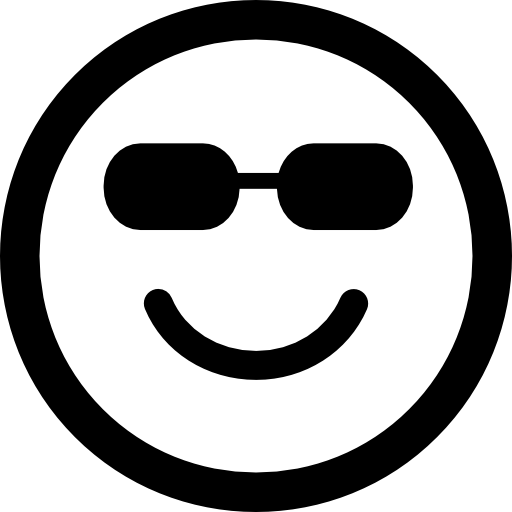 visage carré émoticône souriant heureux avec des lunettes de soleil  Icône