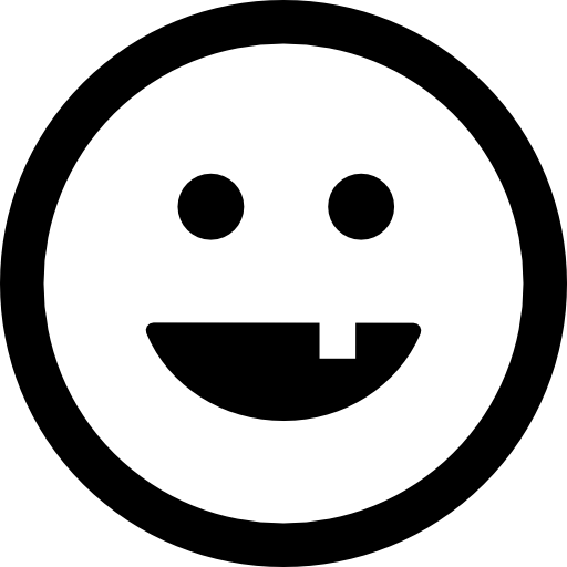 Happy emoticon with one tooth  icon