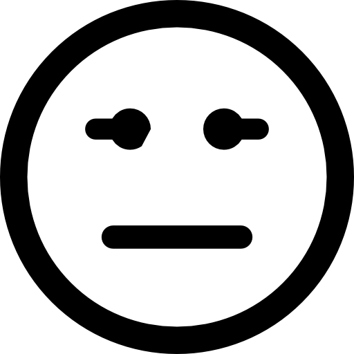Emoticon square face with straight mouth and eyes lines  icon