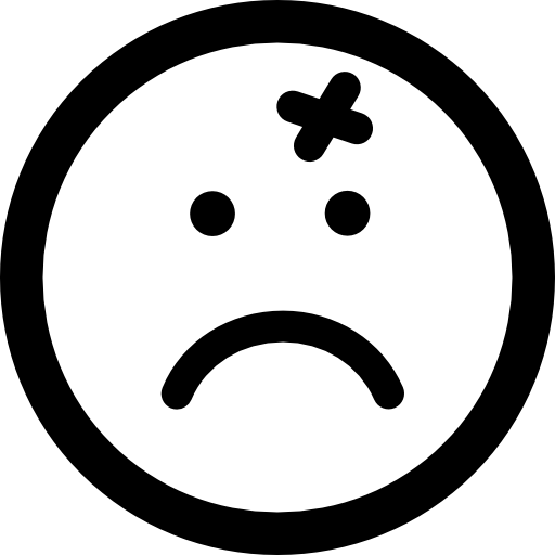 croce ferita su faccia triste emoticon di forma quadrata arrotondata  icona