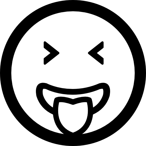 Emoticon face square with tongue out of the mouth and closed eyes  icon