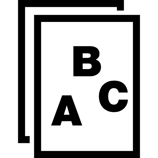 紙のインターフェイス記号上の abc 文字  icon