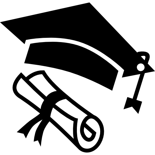 diploma y sombrero de graduación  icono