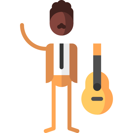 guitarra Puppet Characters Flat icono