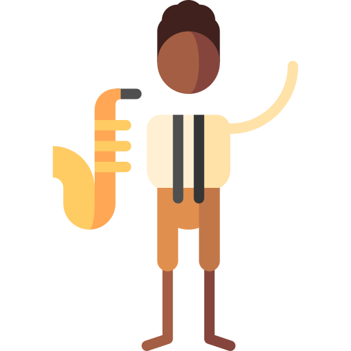 saksofon Puppet Characters Flat ikona