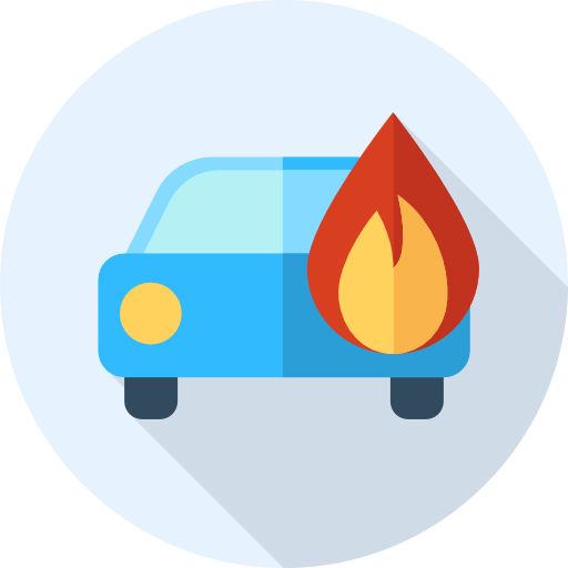 coche en llamas Flat Circular Flat icono