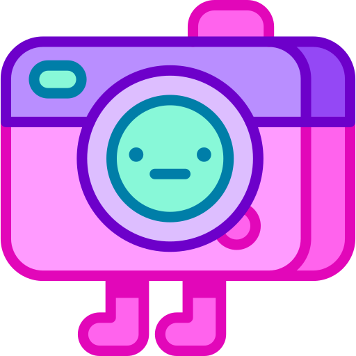 fotocamera Retro Neon Lineal color icoon