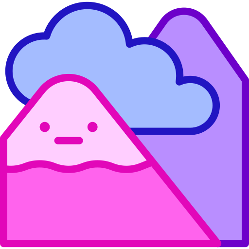 Гора Retro Neon Lineal color иконка