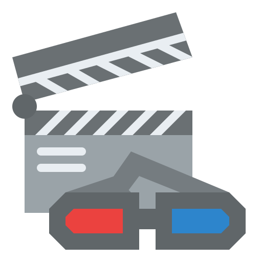 3d movie Iconixar Flat icon