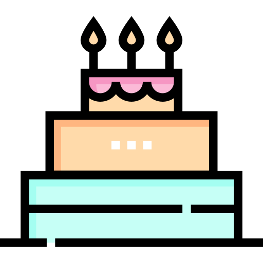 Торт на день рождения Detailed Straight Lineal color иконка