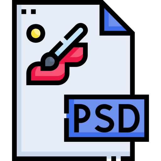 Psd extension Detailed Straight Lineal color icon