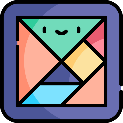 tangram Kawaii Lineal color ikona