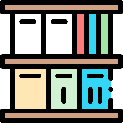 Bookcase Detailed Rounded Lineal color icon