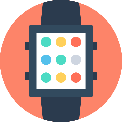 reloj inteligente Flat Color Circular icono