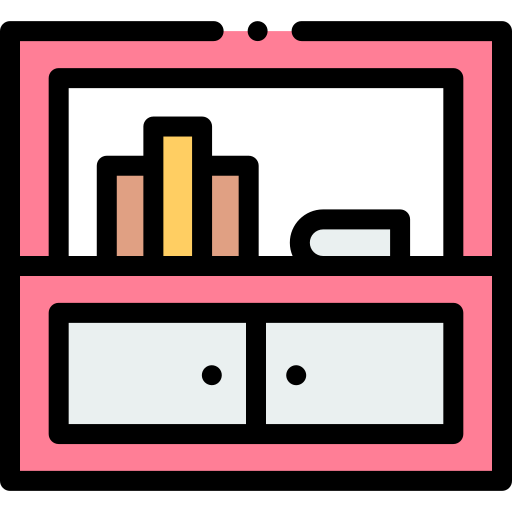 Bookshelf Detailed Rounded Lineal color icon